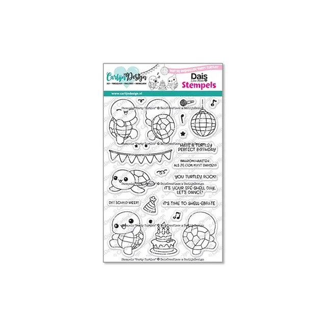 CarlijnDesign Party Turtles CDST-0157 stempelsett A6 dans