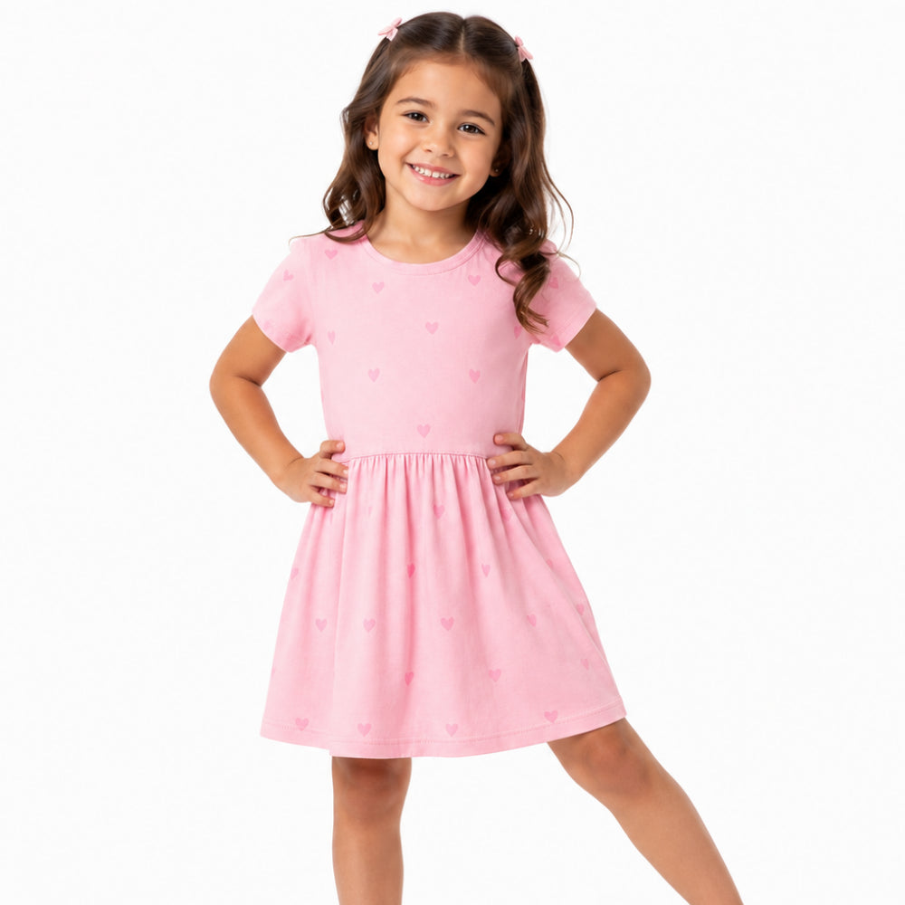 KaiserCraft Good Vibes Ashley kjole pink hearts bomull 3-4