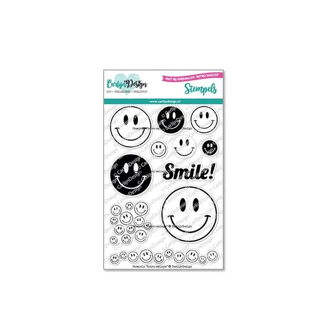 CarlijnDesign Retro Smileys CDST-0131 stempler A6 smilefjes