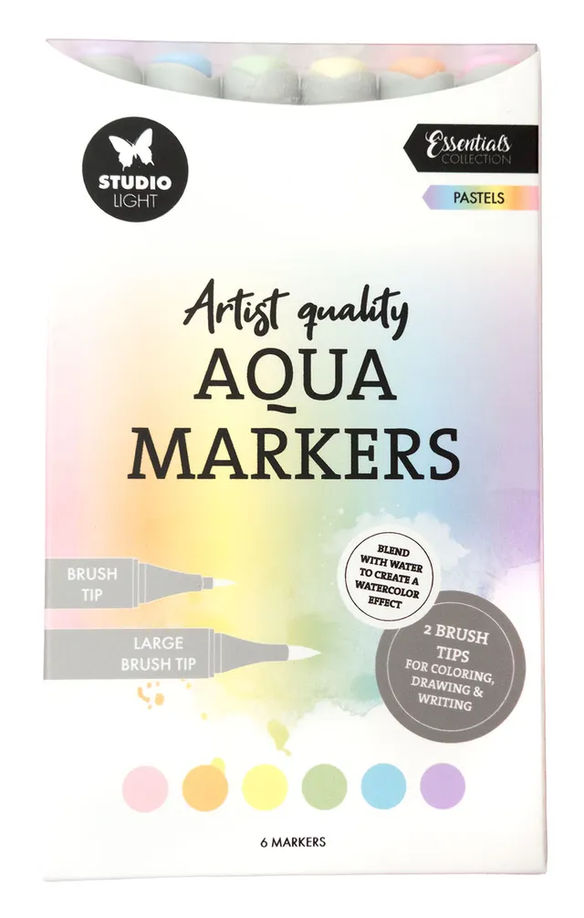 Studio Light Essentials Aqua Markers pastell 6 stk akvarell