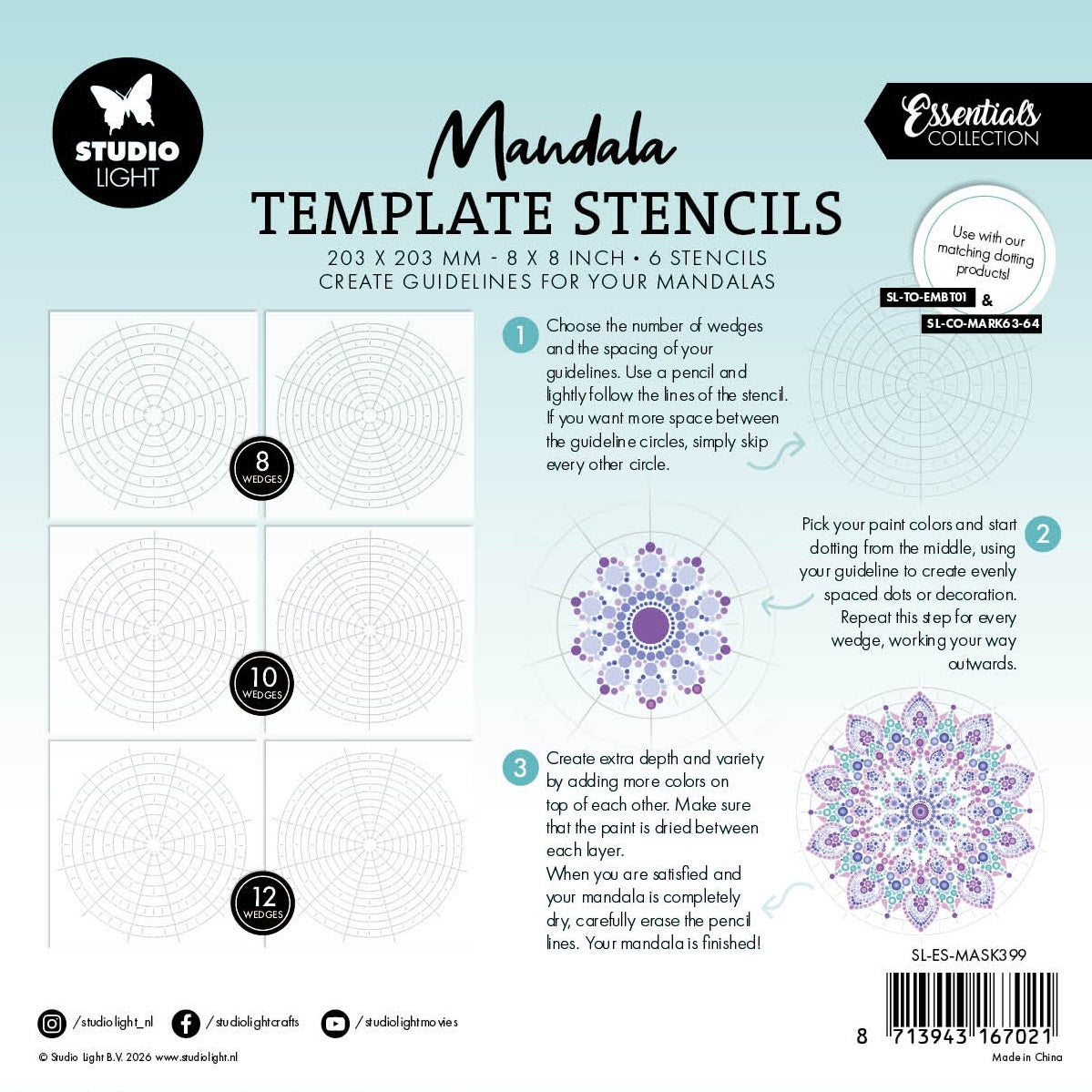 Studio Light Essentials Mandala sjablong 6-pakning