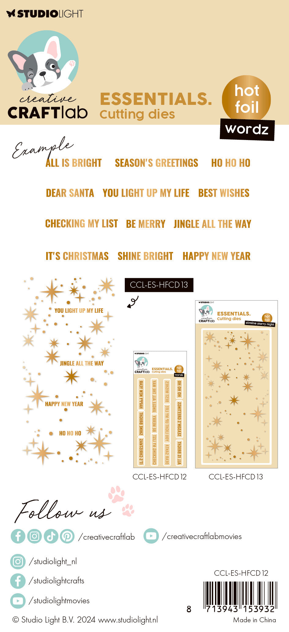Studio Light Creative Craftlab Wordz Christmas folieplate jul