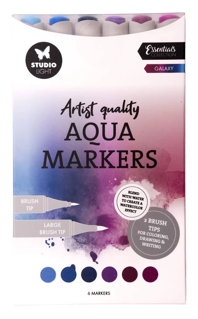 Studio Light Essentials Galaxy aquamarkere 6 stk vannbaserte