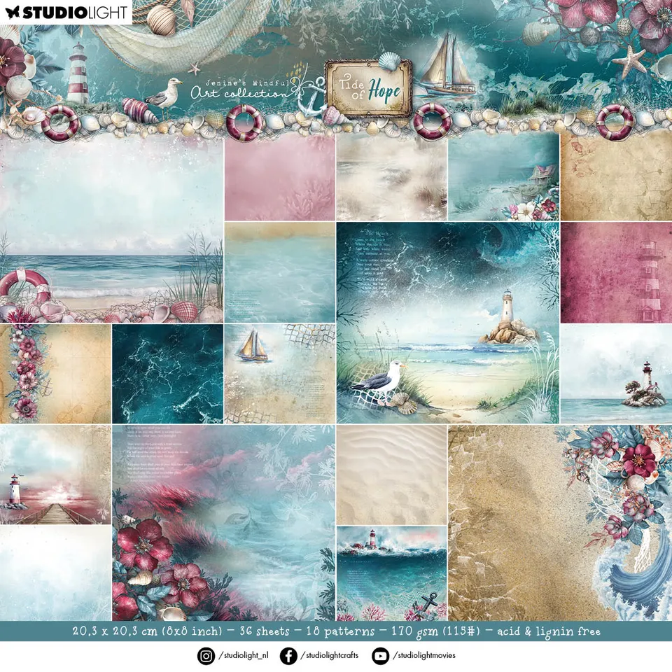 Jenine's Mindful Art Tide of Hope papirblokk Backgrounds
