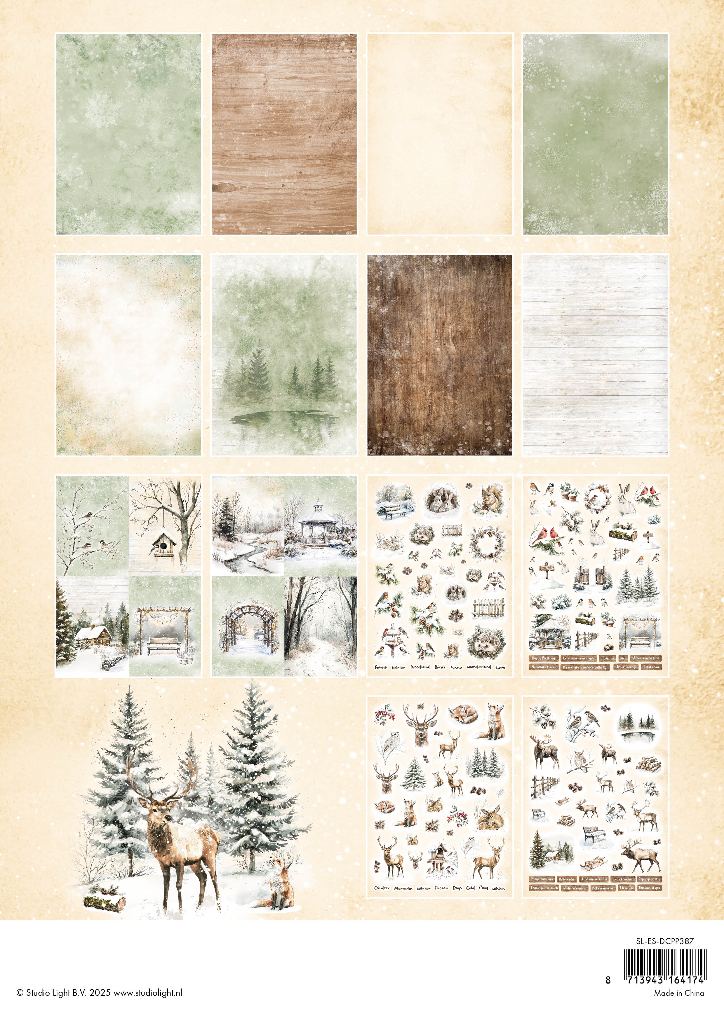 Studio Light Essentials Winter Woodland papirblokk 28 ark