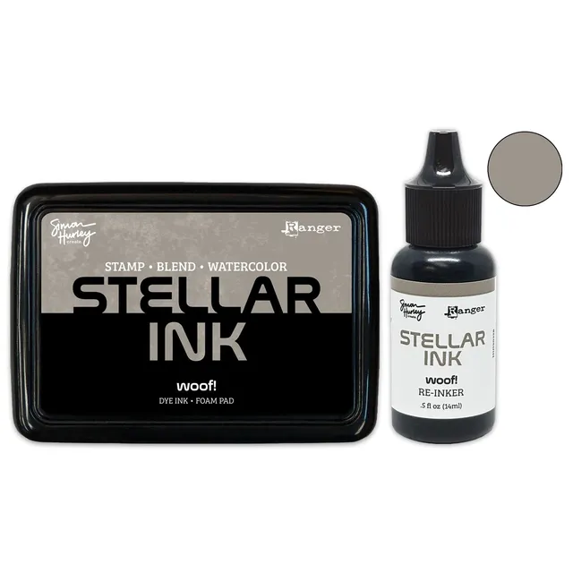 Simon Hurley Stellar stempelpute og refill Woof! brun