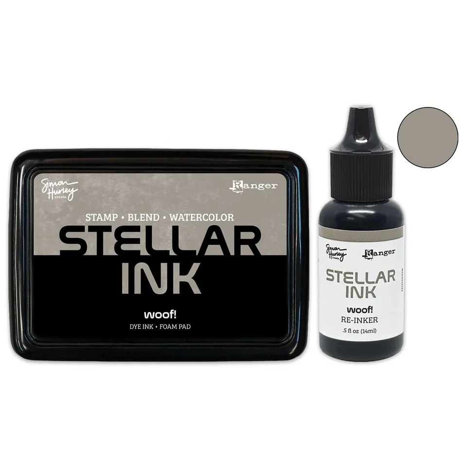 Simon Hurley Stellar stempelpute og refill Woof! brun