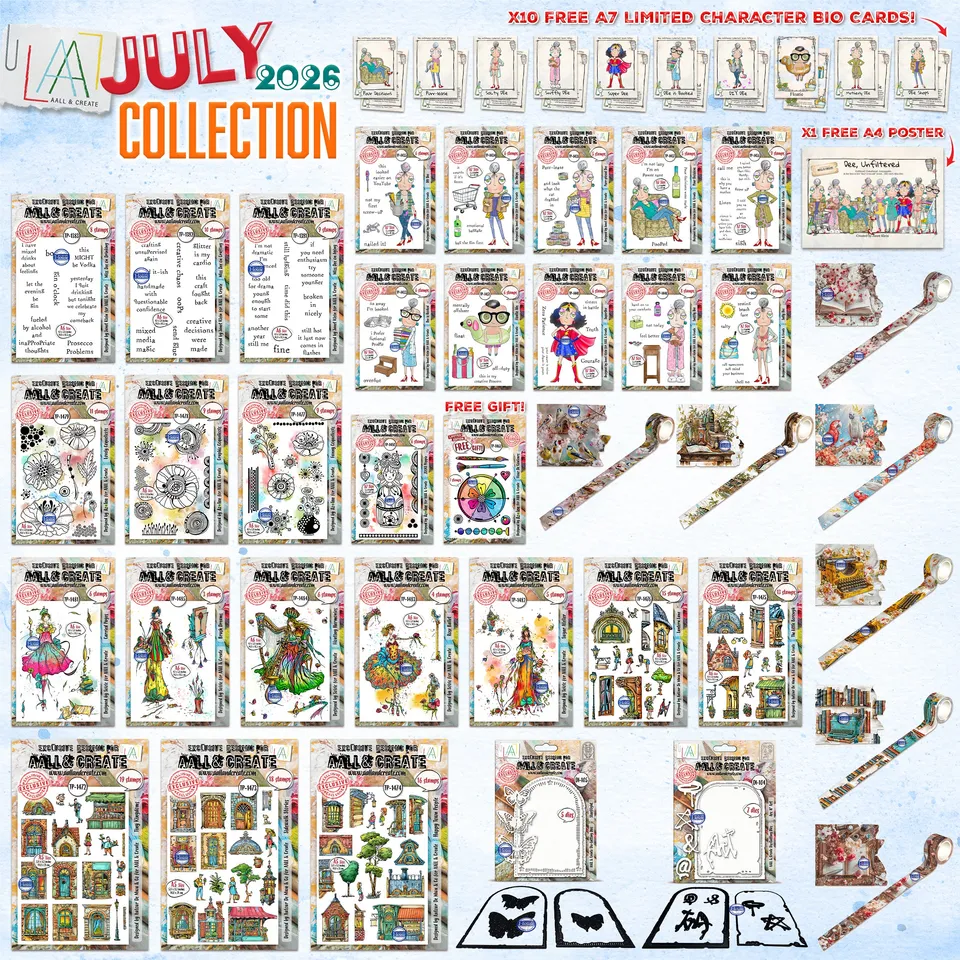 Aall and Create July 2026 Complete Collection stempelsamling plakat