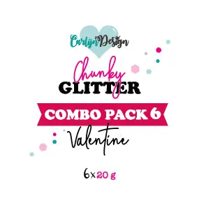 CarlijnDesign Chunky glitter COMBO PACK 6 Valentine 6x20g rød rosa