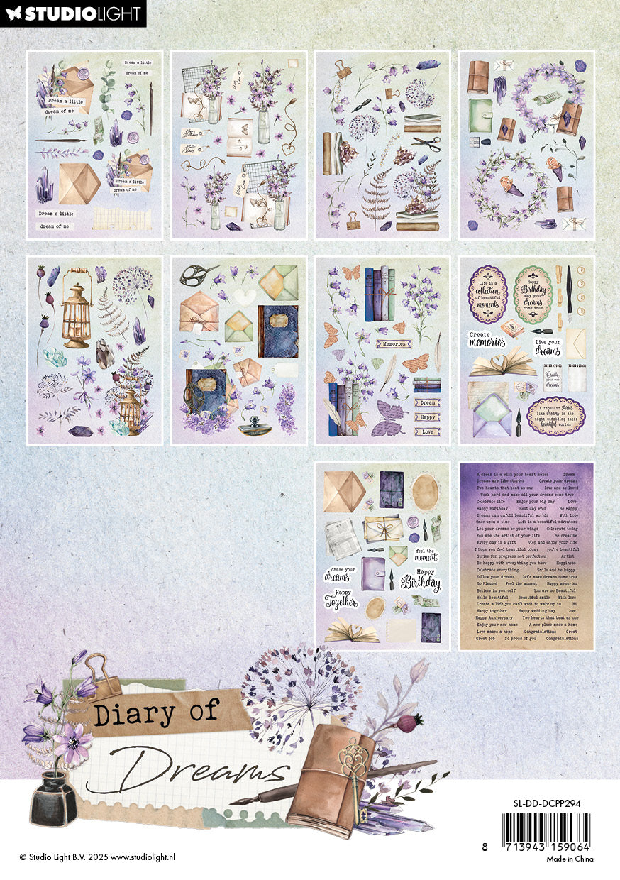 Studio Light Diary of Dreams die-cut papirelementer 148x210 mm