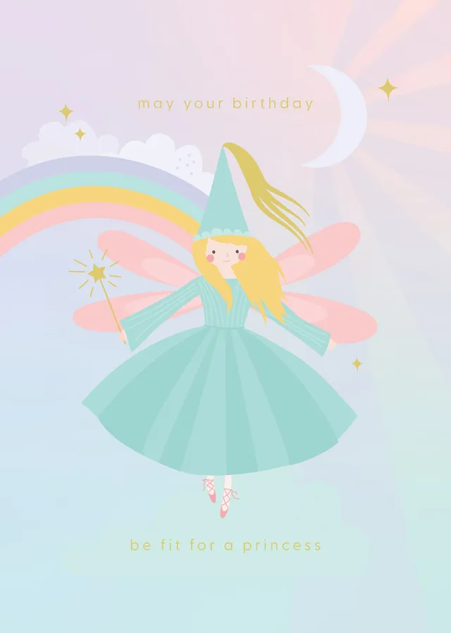 KaiserCraft Greeting Card Kids Fairy Princess barnekort med konvolutt