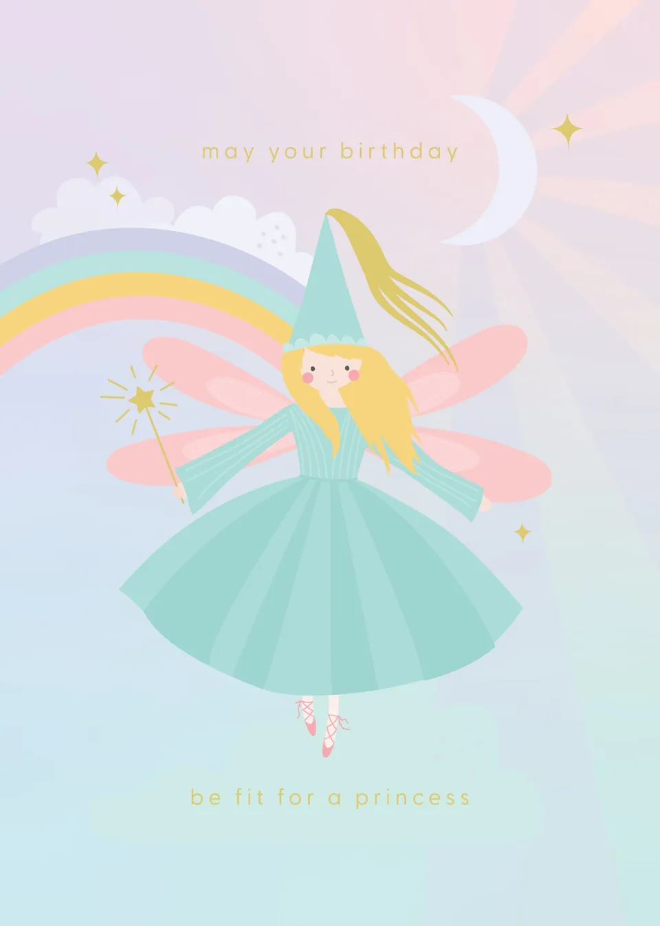 KaiserCraft Greeting Card Kids Fairy Princess barnekort med konvolutt