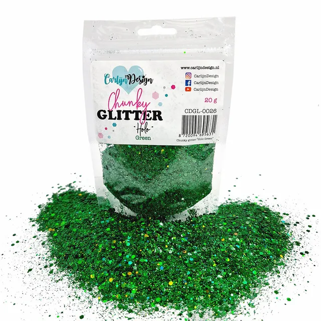 CarlijnDesign CDGL-0026 chunky glitter holo green 20 g