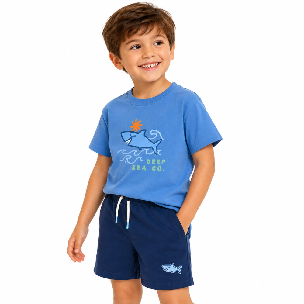 KaiserCraft Good Vibes fleece shorts Navy Shark bomull