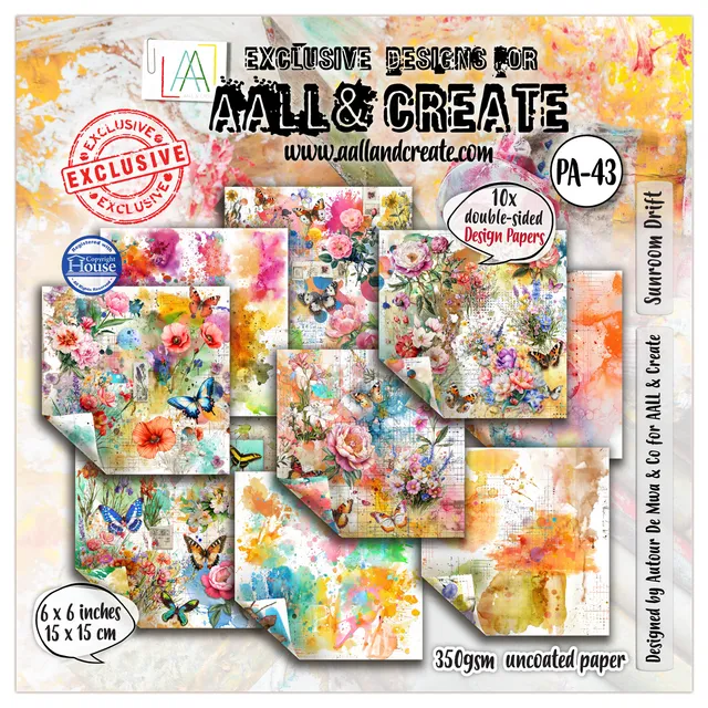 Aall & Create Sunroom Drift mønsterpapir 6x6" 10 ark