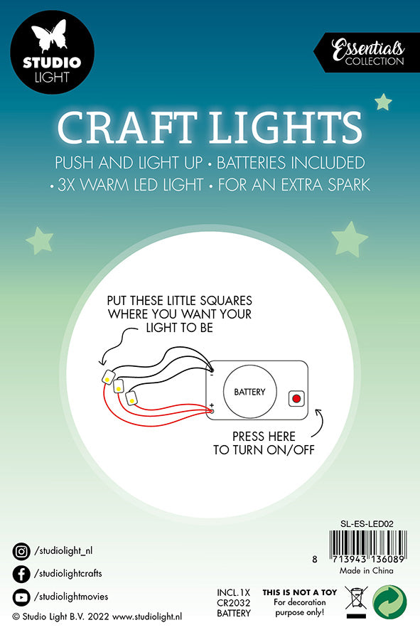 Studio Light Essentials Craft Lights LED-lys 3-pkt kort