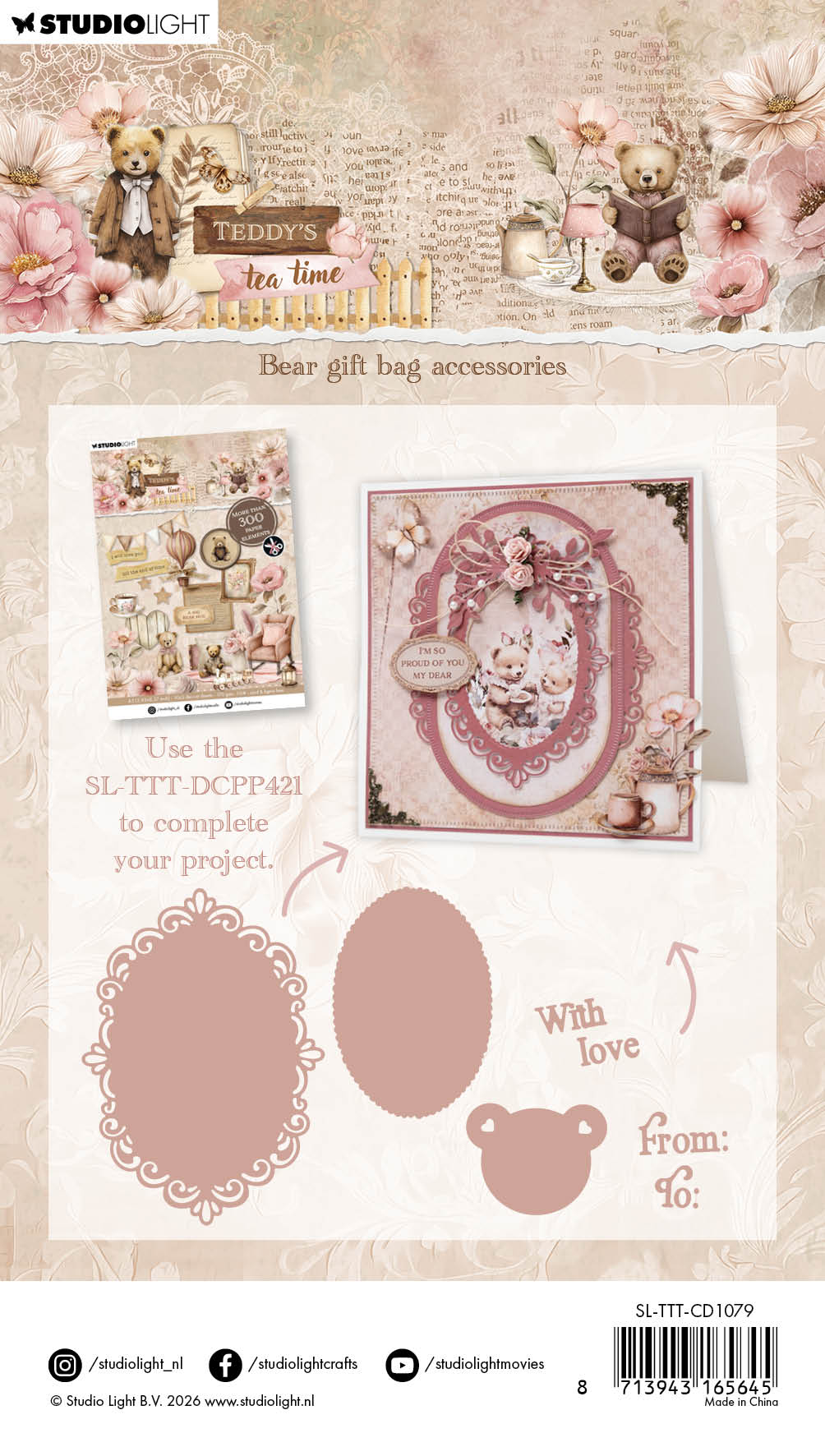 Studio Light Teddy's Tea Time Bear Gift Bag dies gavepose bamse