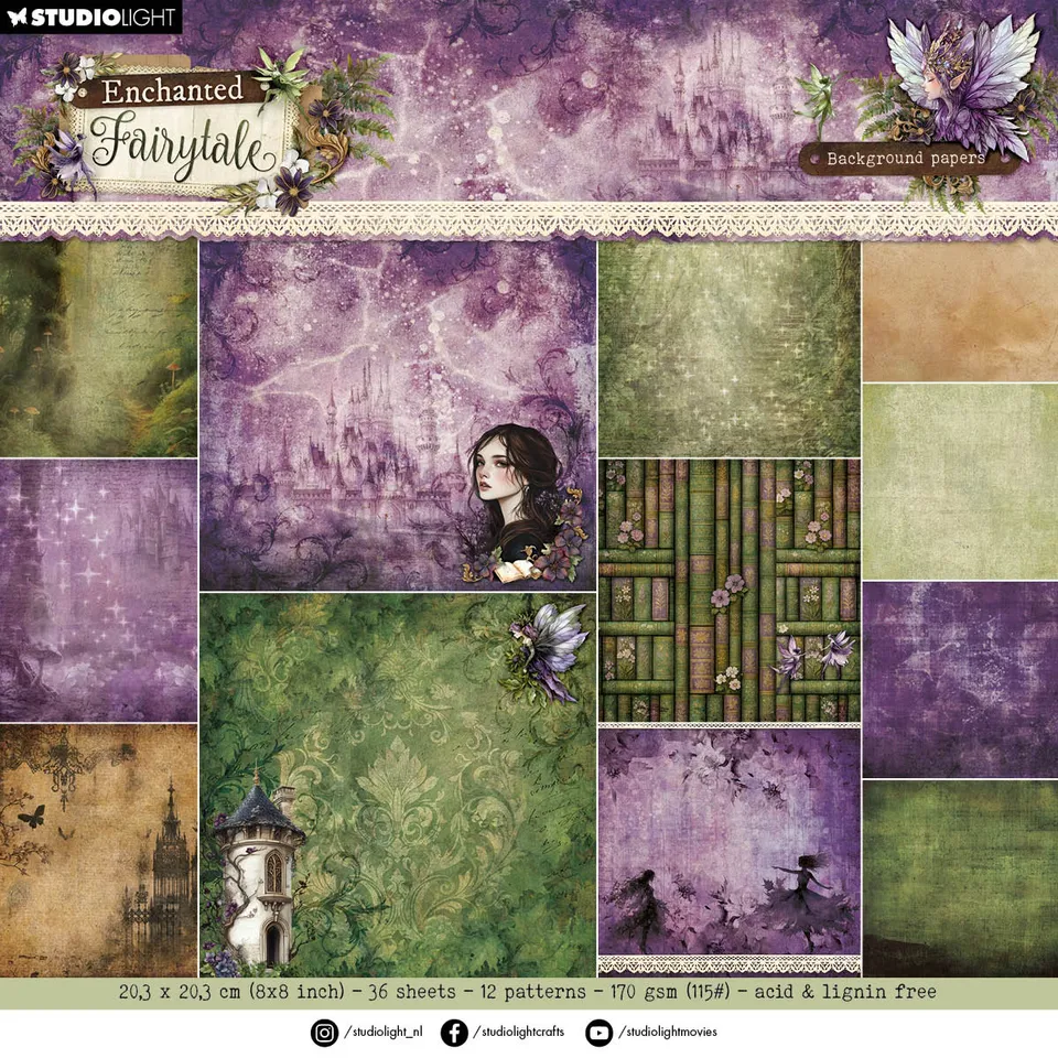 Studio Light Enchanted Fairytale bakgrunnspapirblokk 36 ark