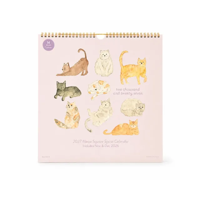 KaiserCraft Meow 2027 spiral kalender 14 mnd katt