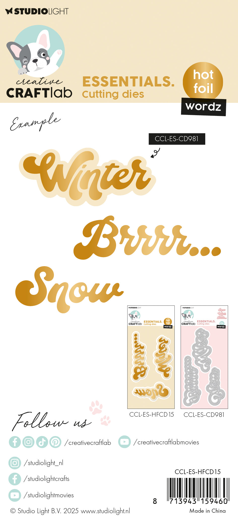 Studio Light Creative Craftlab Wordz Winter hot foil-plate vinter