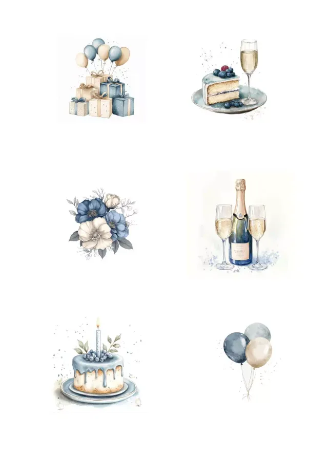 Reprint Birthday Blue klippark A4