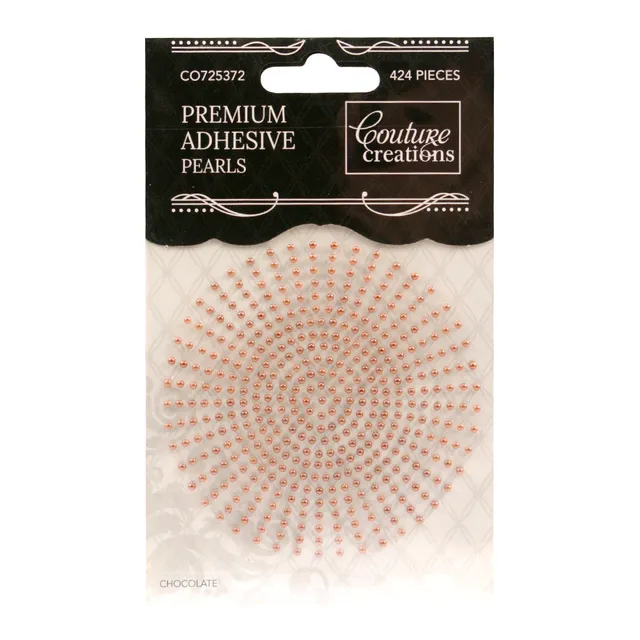 Couture Creations Chocolate selvklebende perler 2 mm sjokolade 424 stk