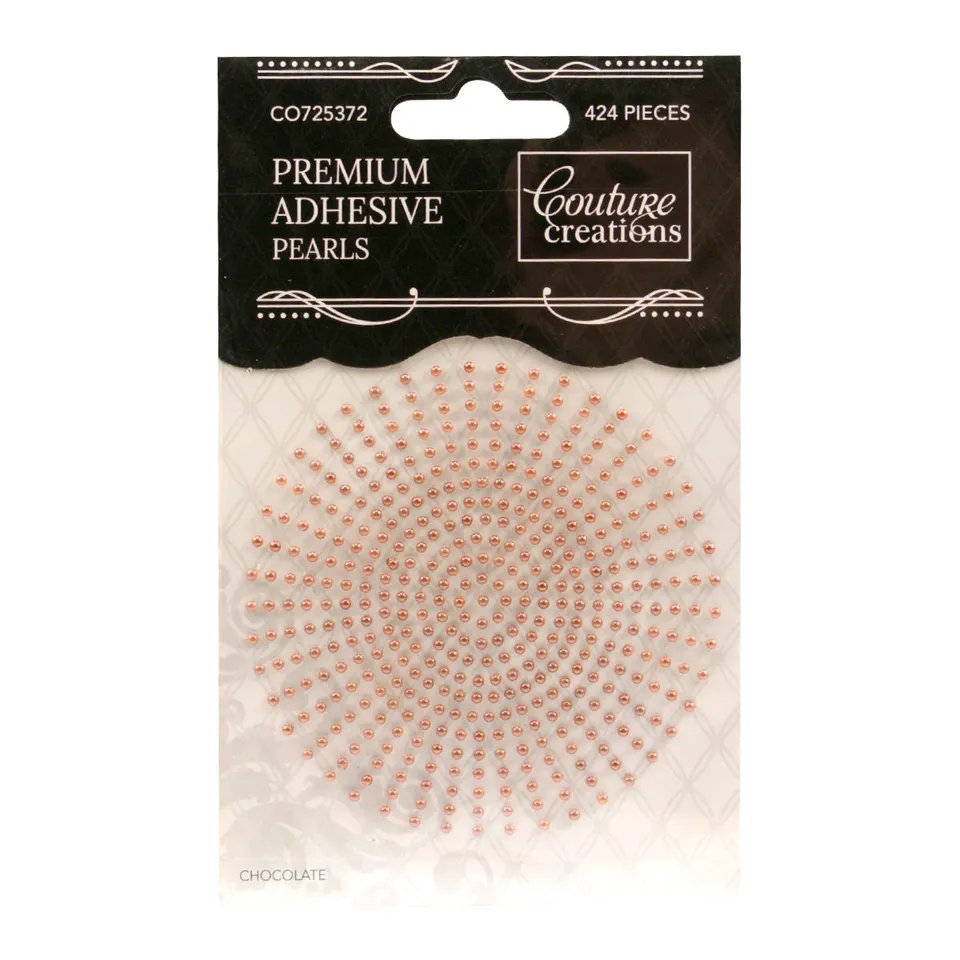 Couture Creations Chocolate selvklebende perler 2 mm sjokolade 424 stk