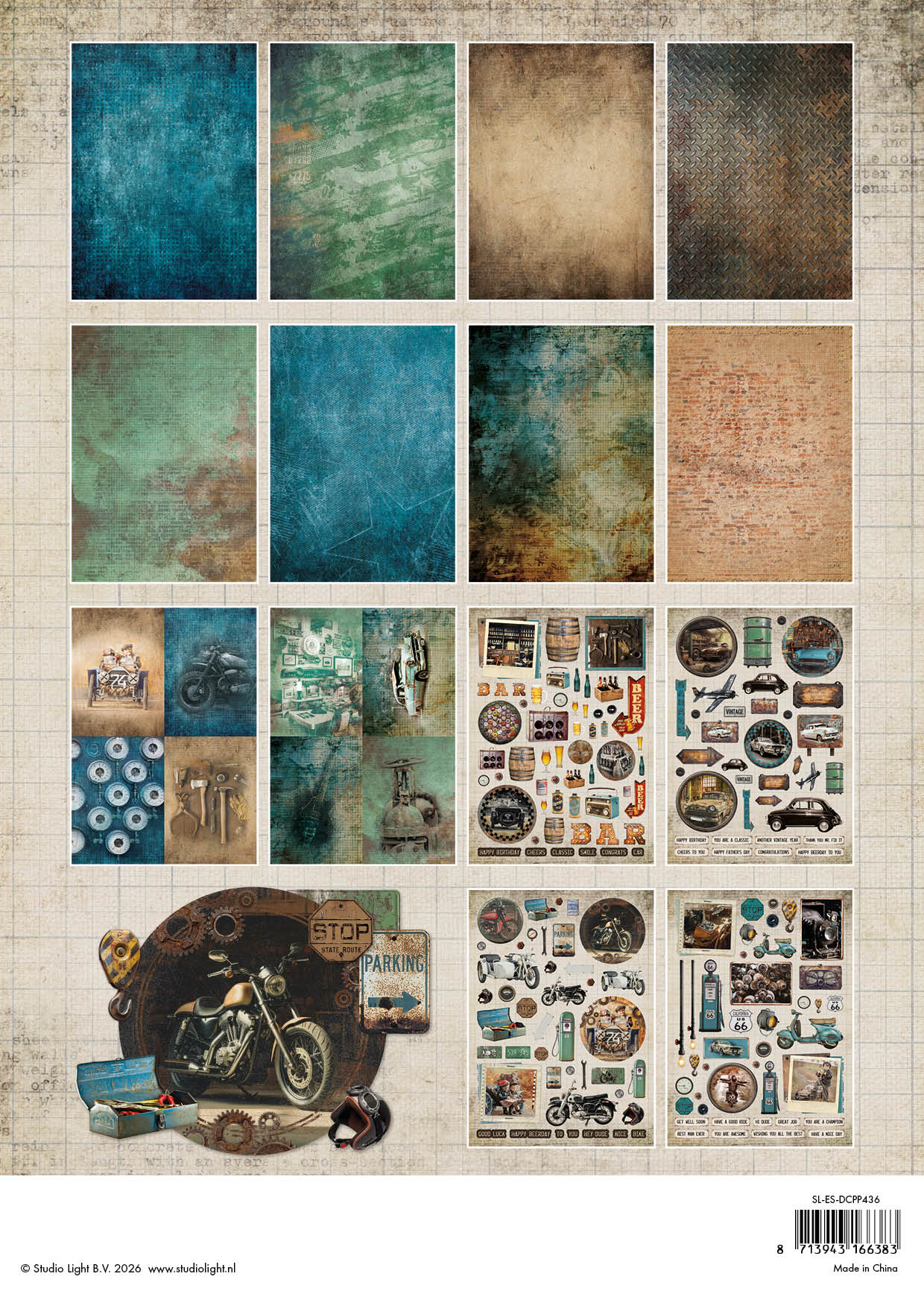 Studio Light Essentials die-cut papirblokk Gearhead 28 ark