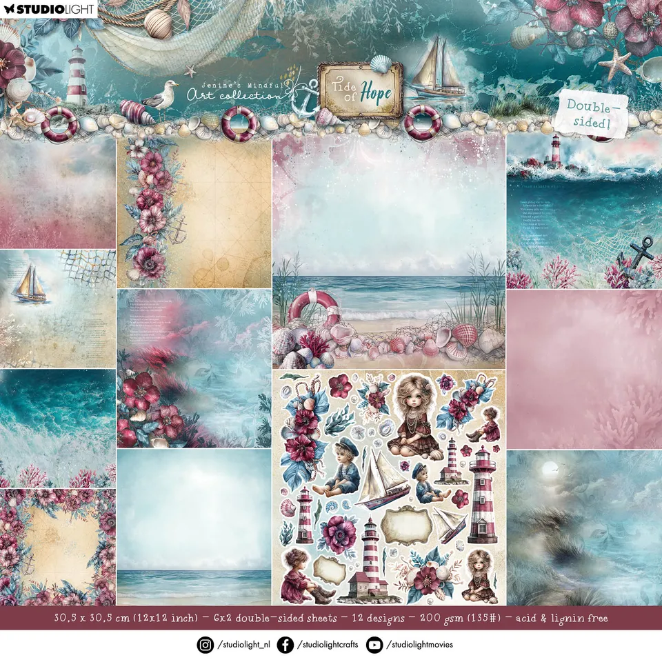 Jenine’s Mindful Art Tide of Hope designpapir tosidig 12 ark