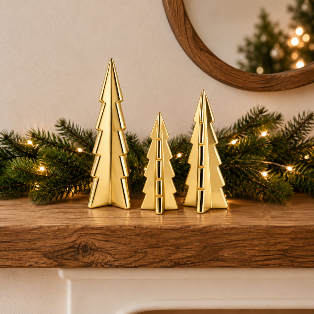 KaiserCraft Holly Days Gold juletrær metall 3-pk dekor