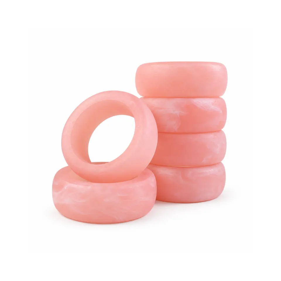 K&Co. Lagoon Series serviettringer resin rosa 6-pk