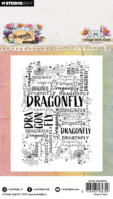 Studio Light Dragonfly Dreams Grunge word cloud clearstamp engelsk