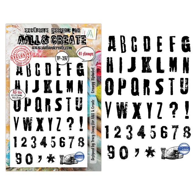 Aall and Create TP-397 Grungy Alphabet stempelsett A5 – bokstav