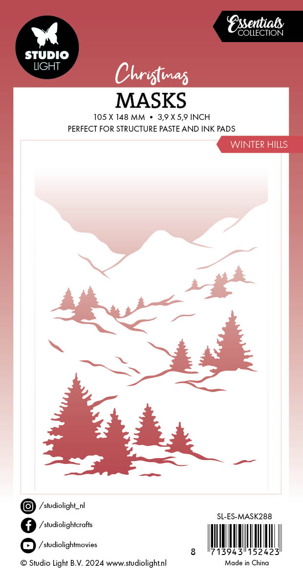 Studio Light Essentials sjablong Winter hills A6 vinterlandskap