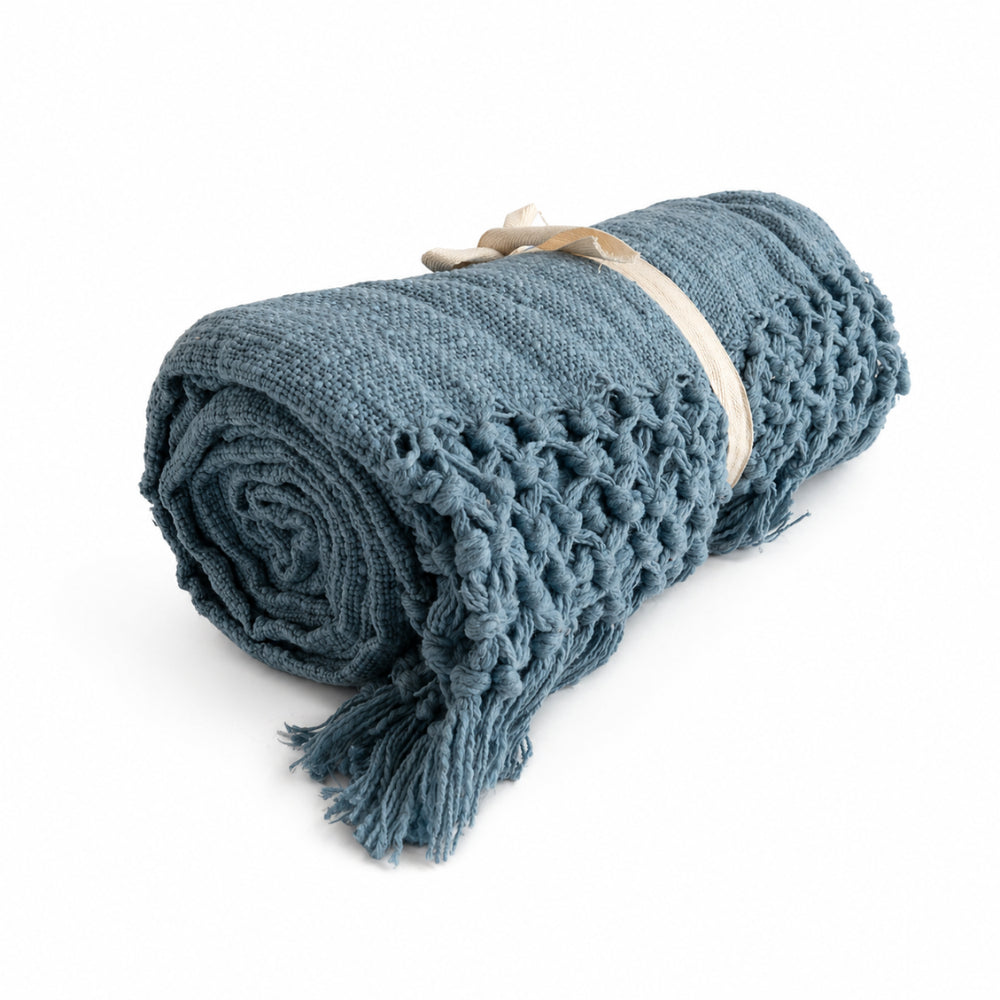 KaiserCraft Evergreen pledd 160x240 bomull blå