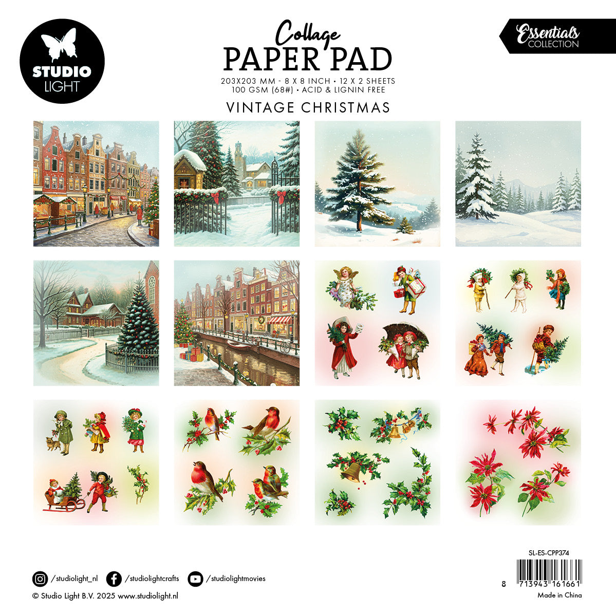 Studio Light Essentials Vintage Christmas papirblokk 36 ark