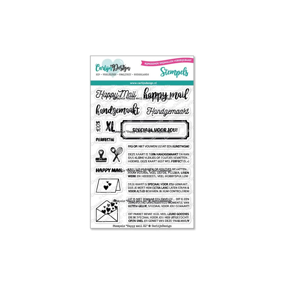 CarlijnDesign Happy Mail XL stempelsett CDST-0086 stor tekst