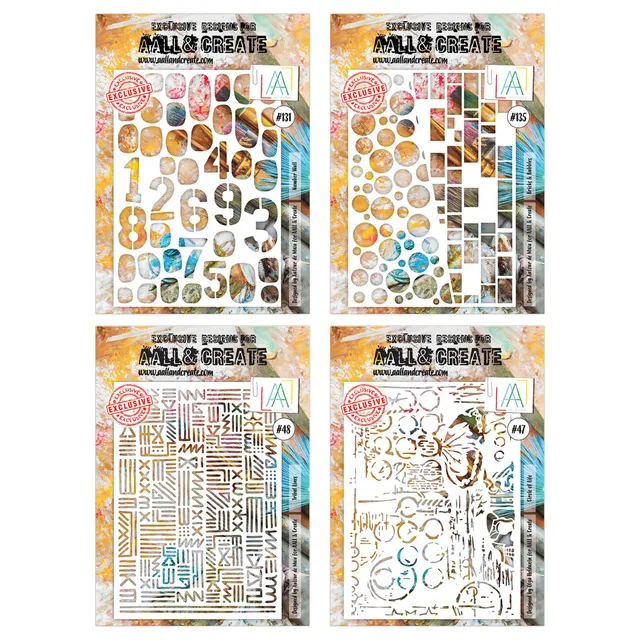 AALL & Create Textures Galore sjablongsett A4 4 stk