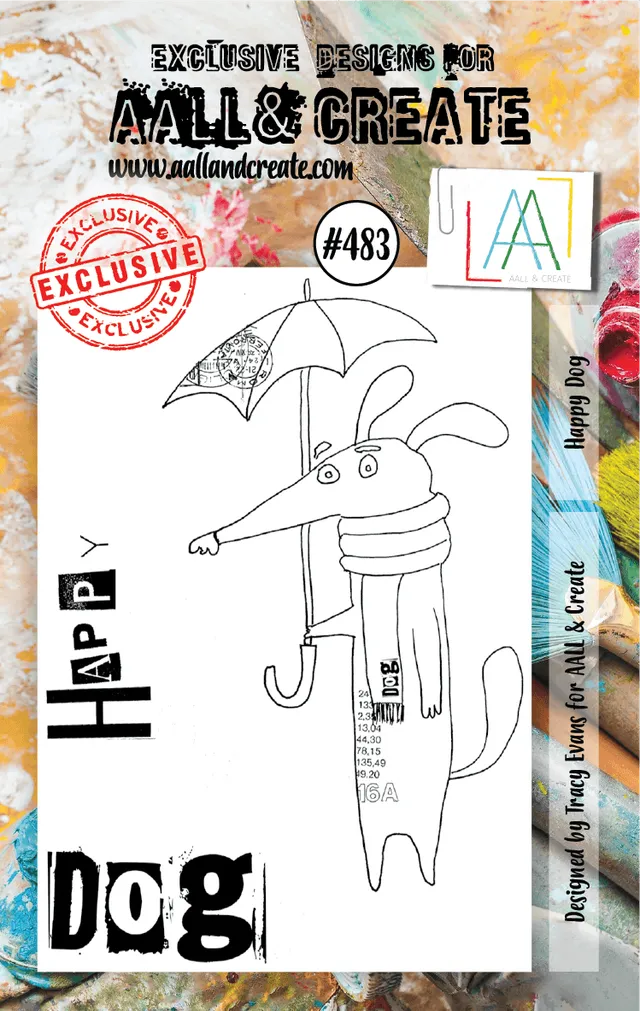 Aall and Create 483 Happy Dog stempelsett A7 fotopolymer