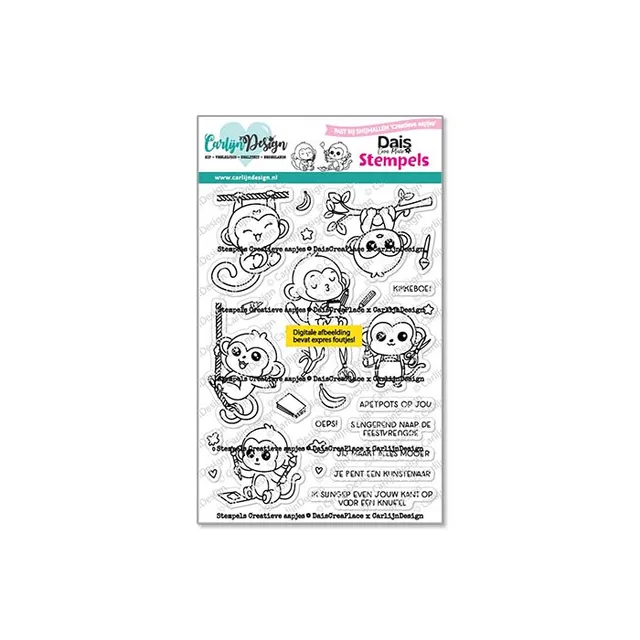 CarlijnDesign Creatieve Aapjes CDST-0166 stempelsett A6