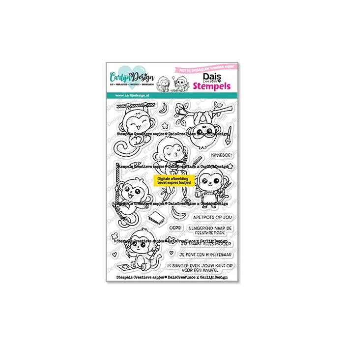 CarlijnDesign Creatieve Aapjes CDST-0166 stempelsett A6