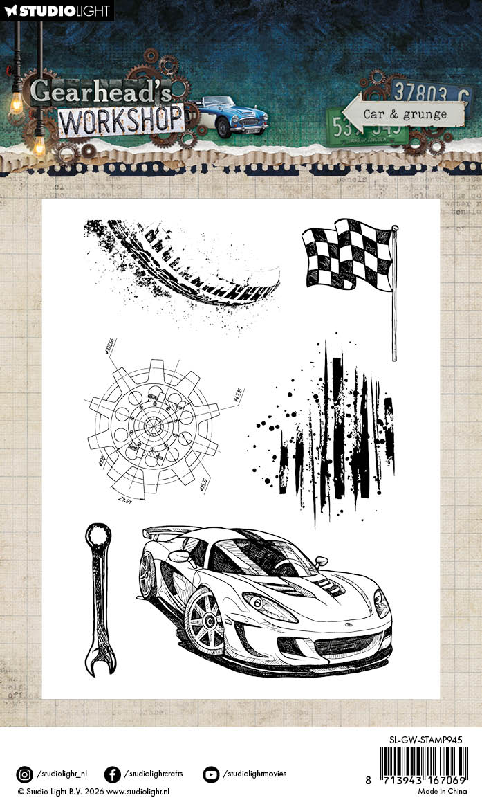 Studio Light Gearhead's Workshop Car & Grunge clear stamp