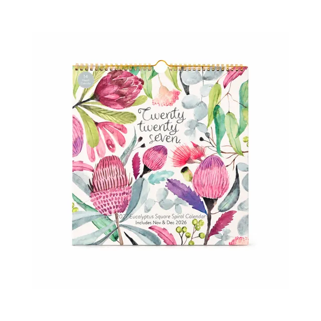 KaiserCraft 2027 Eucalyptus veggkalender spiral kvadratisk