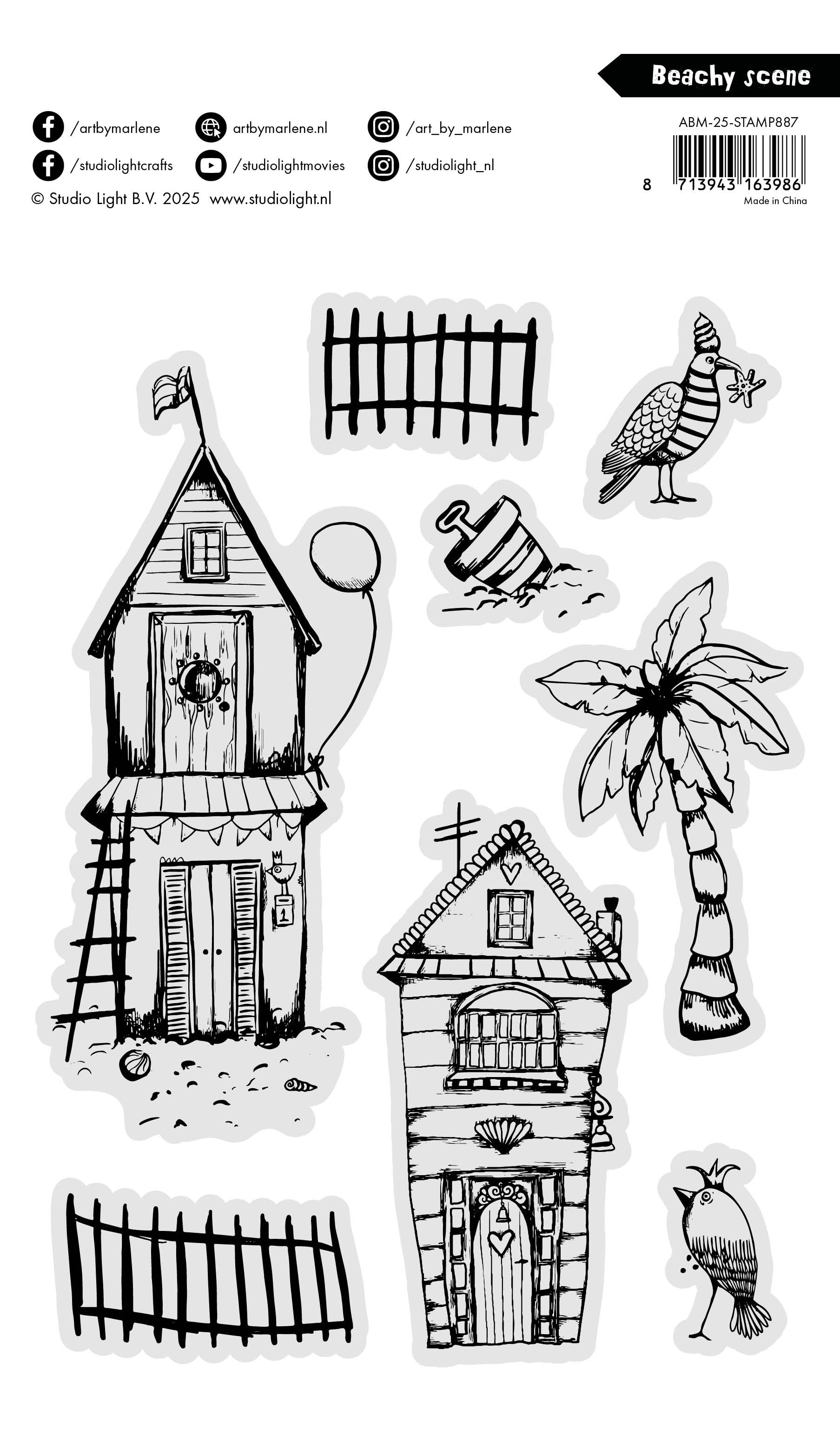 Studio Light Art By Marlene 2025 clear stamp Beachy scene A5