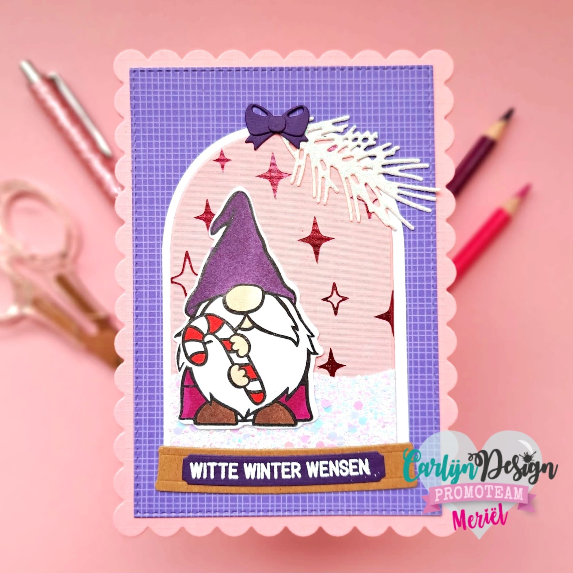 CarlijnDesign Snowglobe CDST-0109 stempler tekster A7 jul