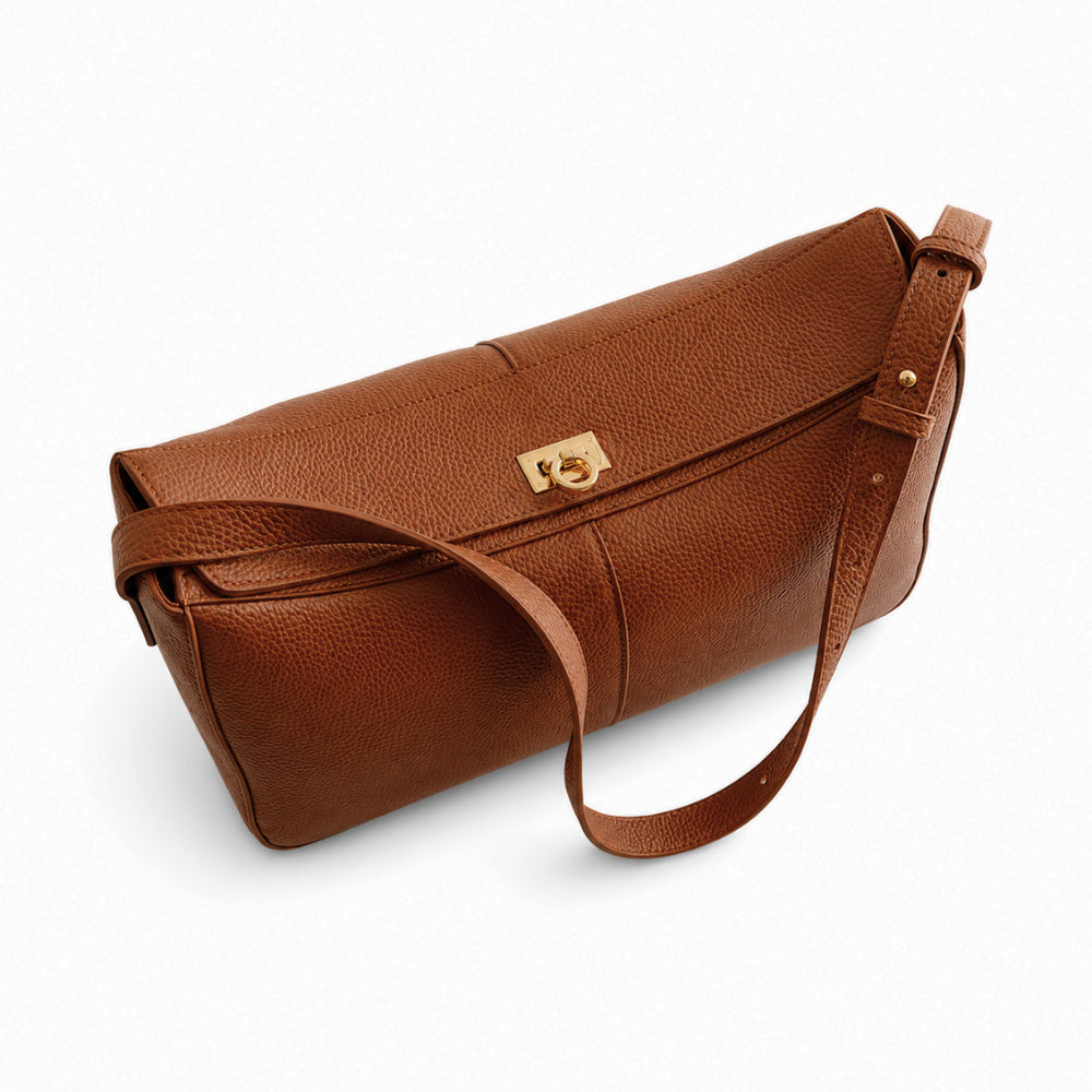K&Co Genuine Leather Clasp skulderveske tan skinn