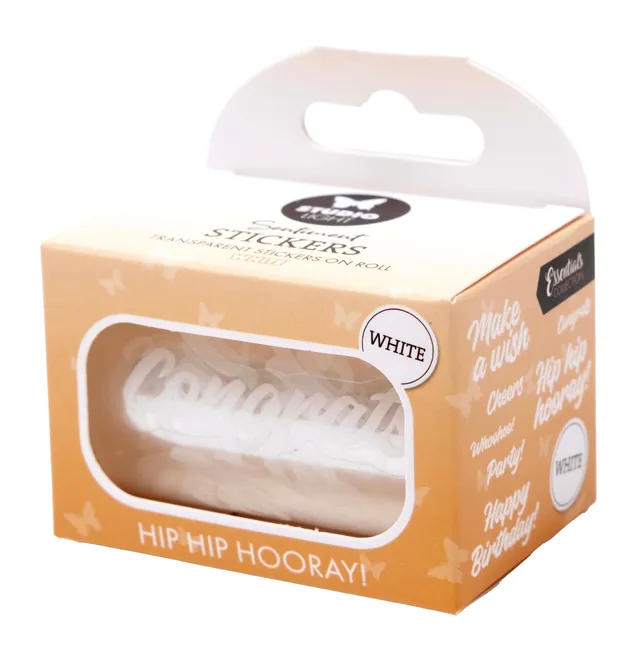 Studio Light Essentials Hip Hip Hooray stickers hvit 5 m klar