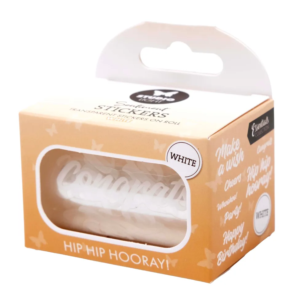 Studio Light Essentials Hip Hip Hooray stickers hvit 5 m klar