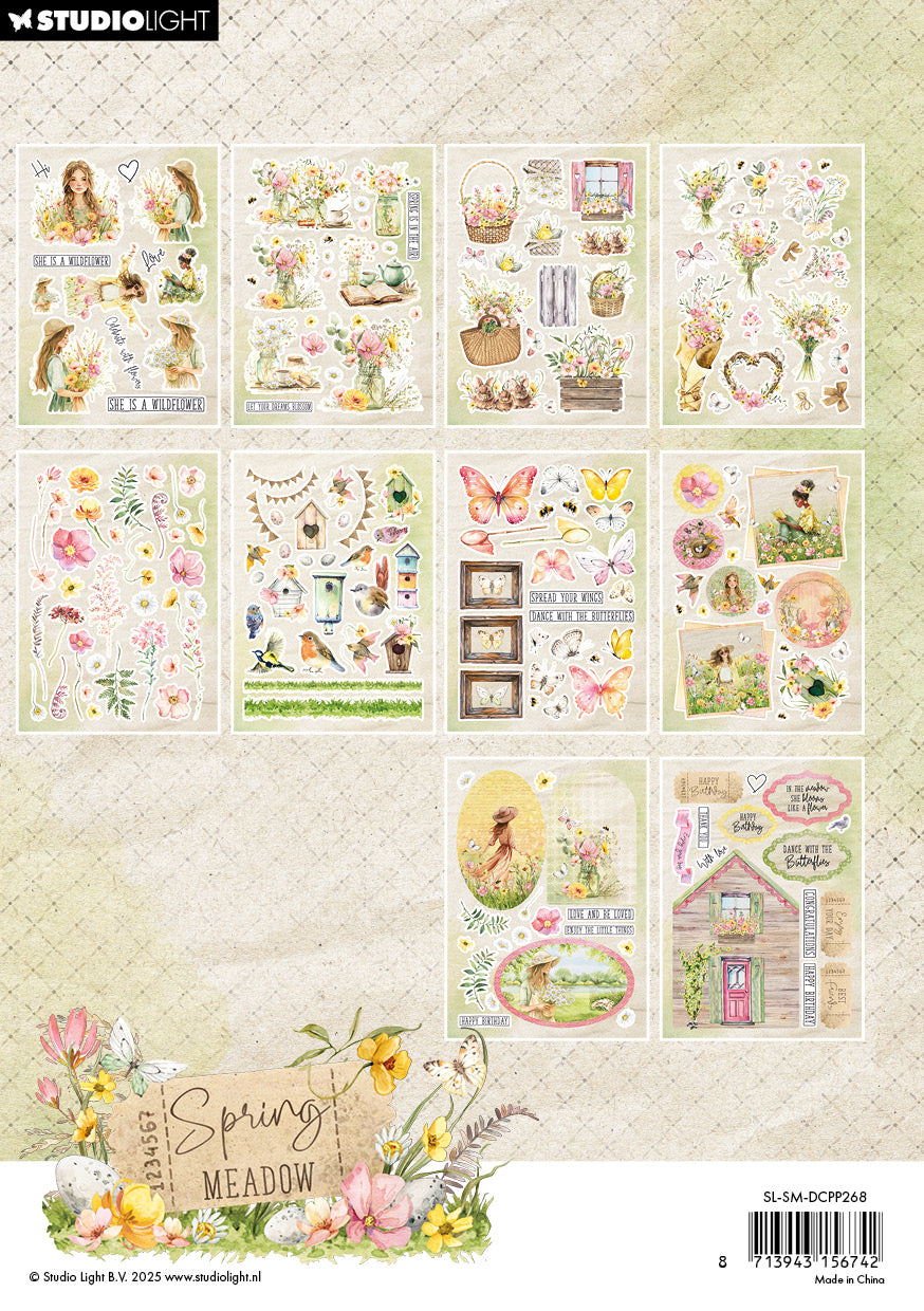 Studio Light Spring Meadow papirblokk dieskutt elementer