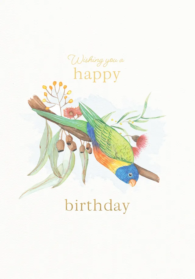 KaiserCraft Botanical Blooms bursdagskort lorikeet